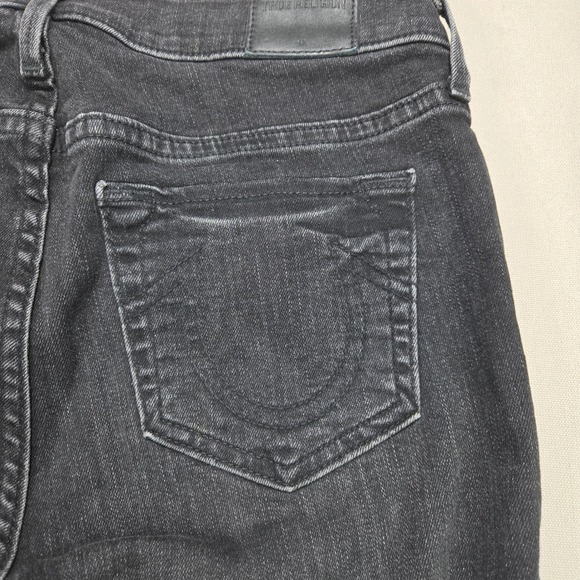 True Religion Halle Mid Rise Super Skinny Jeans Black Wash Zipper Ankle Size 28 - Picture 4 of 15